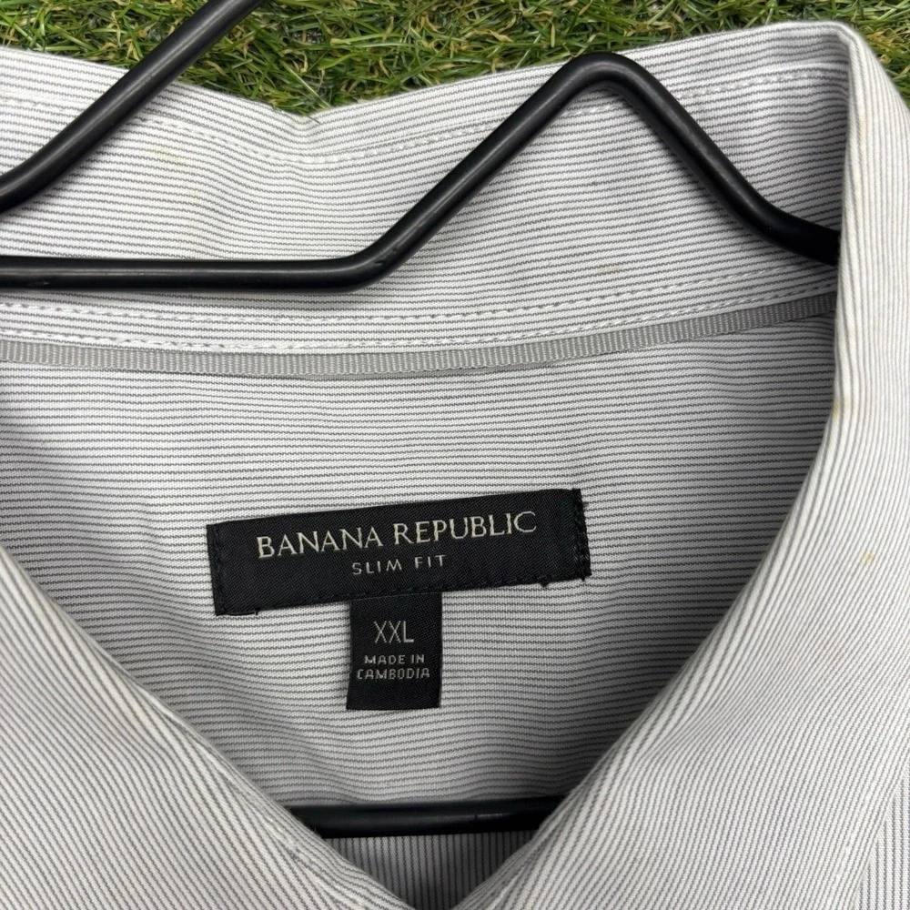 Banana Republic Dress Shirt Mens 2XL Stretch Poplin Slim Fit Grey Preppy NWT